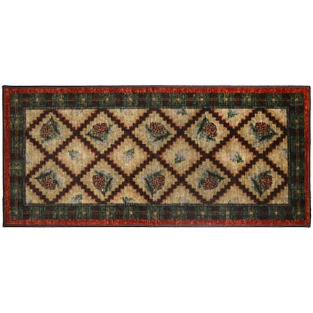 Mayberry Rug 20 x 44 in. Cozy Cabin Pleasant Pine Printed Nylon Kitchen Mat & Rug CC60410 20X44